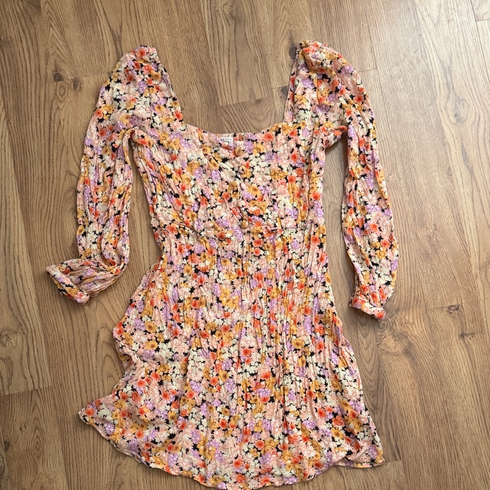 Billabong Multicolor Orange Pink Floral Mini Dress Size M